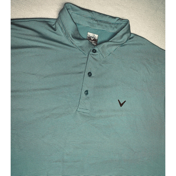 Mens Callaway Golf Size 2XL Short Sleeve Opti-Dri Polo Shirt Aqua Green - Picture 2 of 9